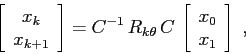 \begin{displaymath}
\left[\begin{array}{c}{x_k}\\
{x_{k+1}}\end{array}\right]...
... \left[\begin{array}{c}{x_0}\\
{x_1}\end{array}\right] \;,
\end{displaymath}