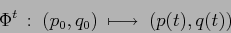 \begin{displaymath}
\Phi^t\,:\;(p_0,q_0)\: \longmapsto\; (p(t),q(t))
\end{displaymath}