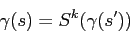 \begin{displaymath}
\gamma(s)= S^k(\gamma(s'))
\end{displaymath}