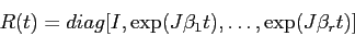 \begin{displaymath}R(t)=diag[I, \exp(J\beta_1t),\ldots, \exp(J\beta_rt)] \end{displaymath}