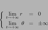 \begin{displaymath}\left\{\begin{array}{lcl}
{\displaystyle \lim_{t\to+\infty...
...isplaystyle=} &{\displaystyle \pm
\infty}
\end{array}\right.
\end{displaymath}