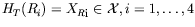 $H_T(R_i)=X_{R_i} \in {\cal X}, i=1, \ldots ,4$